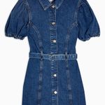 TOP SHOP DENIM DRESS CONSIDERED PUFF SLEEVE Photo 1