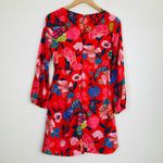 J.Crew vibrant red floral faux wrap top mini dress. Size 2 Photo 4