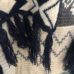 PPLA  Clothing Navy Blue Aztec Fringe Open Front Cardigan S/M Photo 2