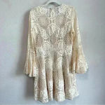 Donna Morgan Women’s Ivory Floral Crochet Lace Bell Sleeve Dress Sz 10 Photo 3