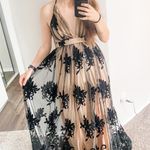 Black Nude Lace Maxi Dress Photo 2