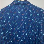 Roper Western Riding Horse Blouse Pearl Snap Navy Blue Patterned Women's Top L Size L Photo 2