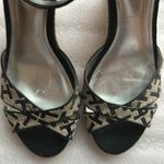 Tommy Hilfiger  Monogrammed Black and Beige Espadrilles Sandal Wedges size 7.5 Photo 6