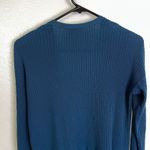 Eileen Fisher Tencel Cardigan Sweater Womens Medium Blue Ribbed Open Front Photo 7