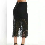 Chaser NWT  Black Lace Slip Midi Skirt with Slit Size Medium ~ Trending Fall 2025 Photo 3