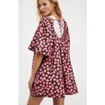 Free People  Jodie Printed Tunic Small Chocolate Pink Dot Flowy Oversized Photo 12