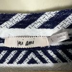 Mi Ami White Blue 100% Cotton Textured 3/4 Sleeve Tiered Mini Dress Photo 5