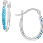 Giani Bernini Crystal Oval Hoop Earrings Sterling Silver Blue Crystal From  Photo 0
