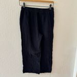 Michael Stars Wide Black Semi Sheer Crop Drawstring Waist Raw Hem Pull On Pants Photo 6