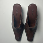 Western Mules Women's Size 8 MIA Brown Leather Leaf Cut Out Slip On Heel Photo 10