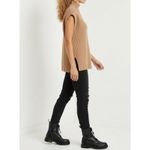 Ganni Rib Knit Mockneck Wool-Blend Sweater, Camel, Medium Photo 3