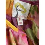 New Anthropologie Fig & Flower Floral Boho Hi Lo Chiffon LS Dress Lined Large Pink Photo 6