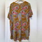 Paisley Grace  Women's Yellow Paisley Blouse Tunic Size XXXL Pink Ruffle Sleeve Photo 2