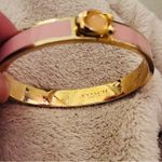 Coach Signature Push Hinged Bangle In Gold/Blush Pink Style $128 Photo 2