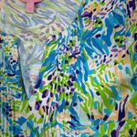 Lilly Pulitzer  Tunic Dress Blue Green Purple Abstract Print Roll Tab Sleeve L Photo 3