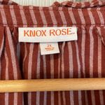 Knox Rose  Women's 2X Brown Rust Striped Pearl Snap Mandarin Collar Fall Shirt Photo 1
