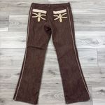 Vtg Y2K Denim Cropped Jean Jacket Flare Pants Grunge Outfit 2 Piece‎ Set Sz 11/L Brown Size L Photo 8