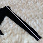 Bebe  Black Cut Out Shoulder Long Sleeve Sweater with Silver Metallic Yarn Size M Photo 7