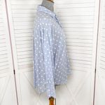 ZARA  Gauze‎ Embroidered Polka Dot Button Up Shirt Blue White Large Photo 2