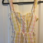 For Love & Lemons Yellow Pink and White Rue Midi Dress Photo 5