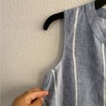 Ellen Tracy Linen Sleeveless Top Womens Blue White Stripe Button Up Neckline S Photo 6