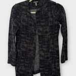 Eileen Fisher  Black Crosshatch Jacket Organic Cotton Quiet Luxury Minimalist XXS Photo 0