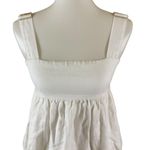 Dissh Brisa White Linen Babydoll Top 4 Square Neck Adjustable Strap Minimalist Photo 1