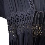 Lavender Field Long Black Kimono Open Front Cover Up Black Photo 2