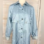 FLEET STREET (petite) Women's Vintage 80's Ultrasheen Trench/Rain Coat Blue Photo 1
