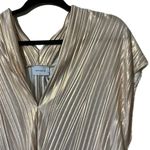 Adrienne  womens size small v-neck tunic sparkling standards golden rose pleated Photo 2