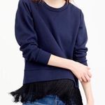 J.Crew  Fringe Gem Crewneck Sweater Navy Black Fringe XS Photo 2
