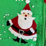 Vintage Berek2 Christmas Santa‎ Zip Cardigan Sweater Green Size M Photo 2