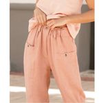 Magic Linen Tapered Cargo Pants Sz XL Rose Pink Elastic Waist Boho Chic Photo 1