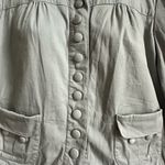 Motto Button Up Ruffled Blazer Size Medium Gray Photo 2