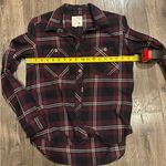 LA Hearts  Flannel Shirt Women's Medium Burgundy Black Plaid Long Sleeve Pacsun Photo 9