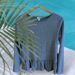 J.Crew  basic long sleeve peplum tee gray Size S big cotton lightweight Photo 2