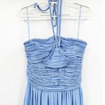 Dress the Population  Aura Chiffon Halter Maxi Dress Blue M NWT Photo 5