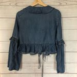 Altar'd State Neenah Preppy Boho Chambray Ruffle Wrap Bell Long Sleeve S Photo 5