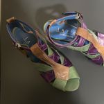 Lazio Collezione Leather Bubba Green Purple Brown 2.5” Wedge Sandals $195 EUC US Women 6.5 ; EUR 37 Photo 3