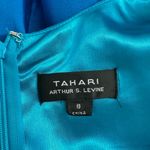 Tahari Blue Teal Ombre Chiffon Cape Overlay Shift Dress size 8 Photo 8