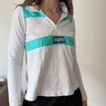 PINK Quarter Zip Pullover Sweatshirt Athletic Long Sleeve Top White Teal xS Photo 1