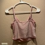 None Women’s Sparkly Pink Slouchy Cami Crop Top Size XS Photo 3