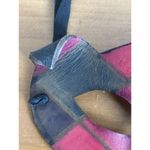 Vintage Ca Macana Venetian Mask Red Black Check Ribbon Tie LeatherHandmade Italy Photo 2