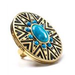 House of Harlow  Turquoise Tribal Locket Ring Photo 0