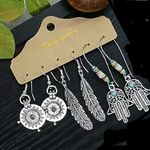NEW Set of 3 Boho Western Silver Dangle Earrings – Rustic & Vintage Style Photo 1