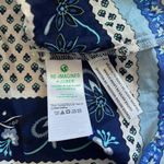 J.Crew  white with blue ribbon block print tie-front ruffle top S Photo 8