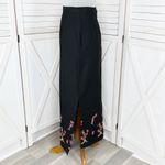 British Khaki Beaded Floral Botton Twill Pencil Maxi Skirt Black 10 Photo 1