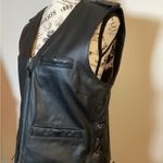 HARLEY DAVIDSON OFFICIAL WOMEN’S BLACK LEATHER SIDE TIES FULL ZIP VEST SIZE LG Photo 3