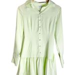 GRLFRND  Mini Dress Extra‎ Small Button Down Long Sleeve Lime Green Photo 0