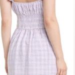 WAYF  Purple Gingham Checkered Smocked Waist Flutter Sleeve  Midi Dress SZ M NWT Photo 1